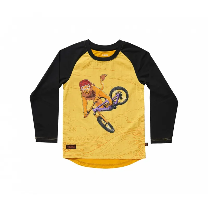 Kids Ride Shotgun Lion Windproof Kids Jersey - Yellow